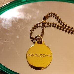 BIG BUDDHA ANTIQUE GOLD BRASS ROUND DISC KEY FOB BAG CHARM KEYCHAIN HANG TAG